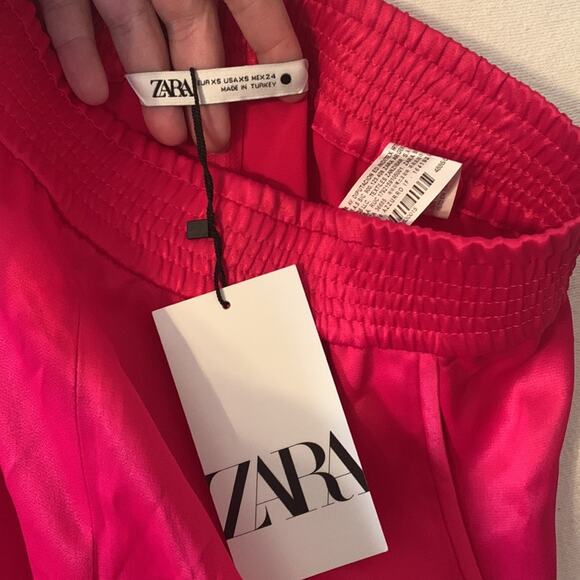 Zara womens XS pink barbie satin pants casual relax soft trousers modest cute - Picture 7 of 10